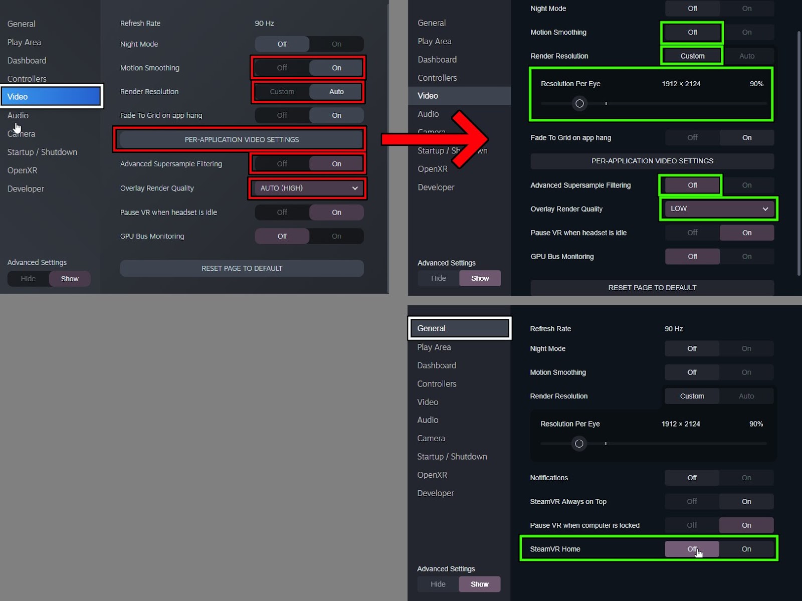 SteamVR Settings